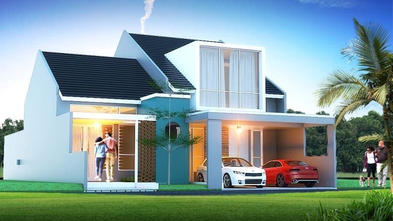 Desain Rumah 8x10 dengan 2 Lantai Lengkap dengan Denah dan Tampak Depan