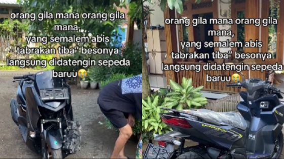 Meskipun mengalami kecelakaan, cewek ini justru mendapatkan motor baru yang membuatnya beruntung.