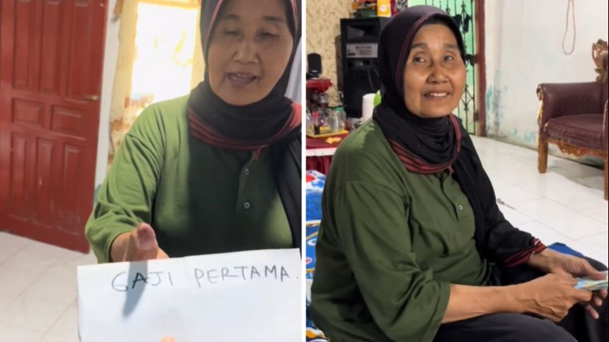 Beri Gaji Pertama untuk Ibunda, Aksi Anak Perempuan Ini Viral Bikin Haru