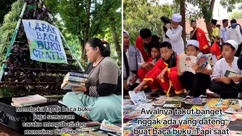 Wanita Ini Buka Lapak Baca Buku Gratis di Pinggir Jalan, Alasannya Bikin Haru