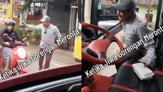 Pelan Pelan Pak Sopir: Aksi Tengil Sopir Truk Kena Lampu Merah, Lari Keluar Mobil Buat Beli Gorengan