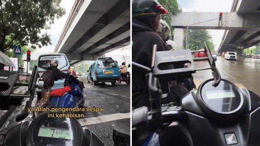 Driver Ojol Ini Bantu Pengendara Vespa yang Kehabisan Bensin di Jalanan, Aksinya Banjir Pujian