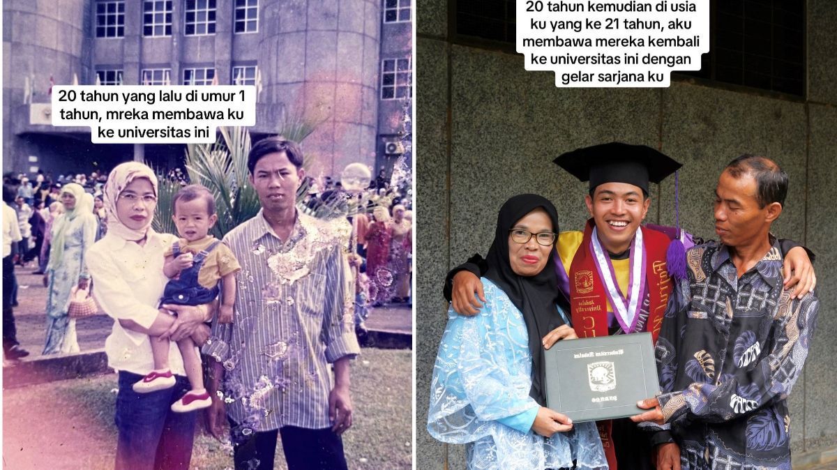 Kenang Foto Lawas 20 Tahun Silam, Dulu Diajak Orang Tua Kini Berhasil Jadi Wisudawan di Kampus Negeri dengan Predikat Cumlaude