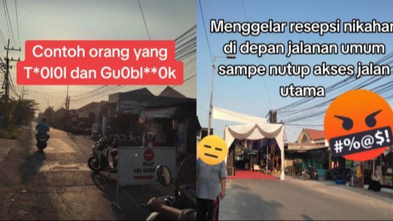 Pengendara harus mencari jalan alternatif karena pernikahan menutup akses jalur utama.