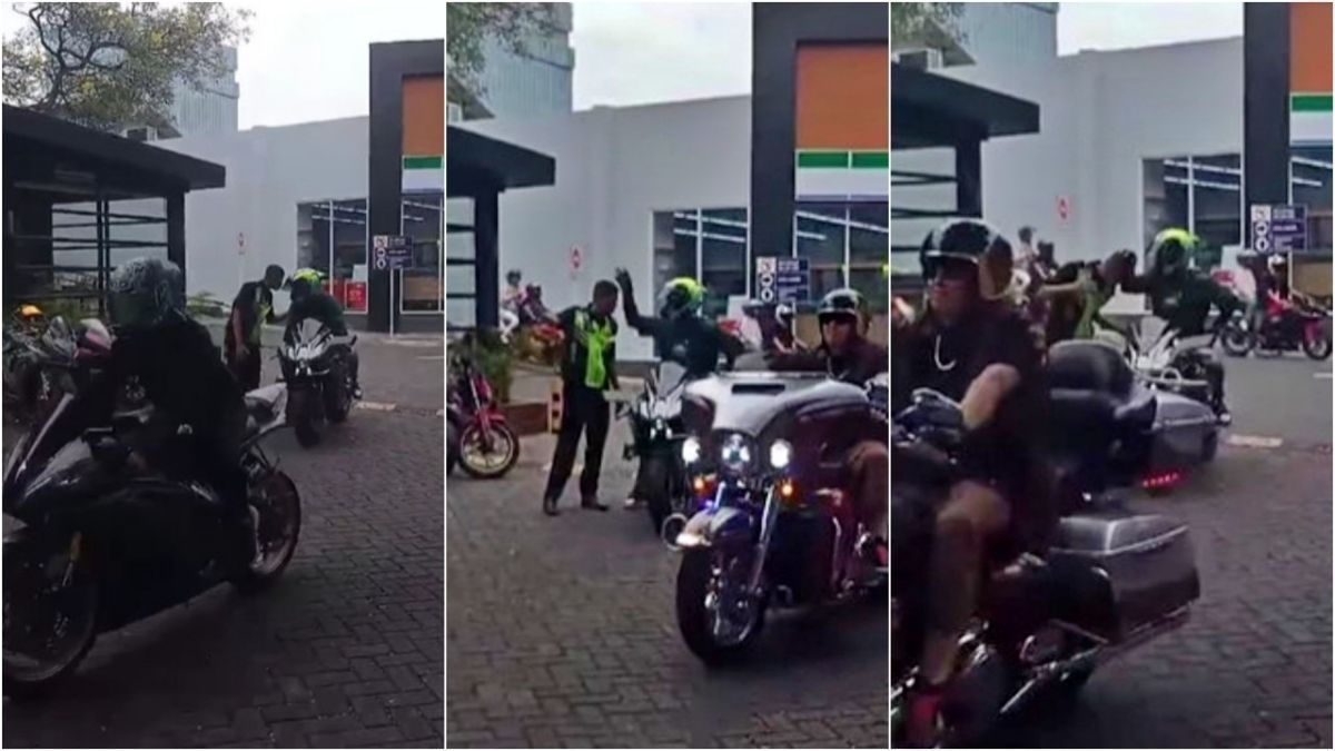 Arogan 'Main Tangan' ke Satpam, Pengendara Moge Kawasaki Ninja H2 ini Diburu Netizen