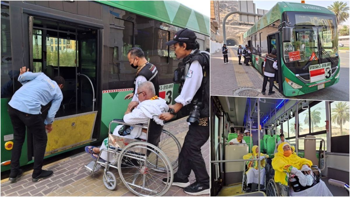 FOTO: Intip Kenyamanan Bus Shalawat Gratis Khusus Jemaah Haji Lansia dan Disabilitas Pengguna Kursi Roda di Makkah