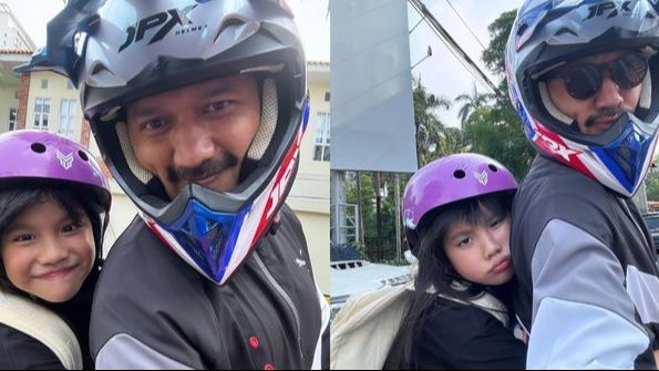 Potret  Abigail Cattleya Dijemput Ayahnya Ibnu Jamil Pakai Motor di Sekolah, Reaksi Lucu dan Tidak Terduga!