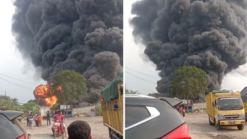 Pabrik Kimia di Cikupa Tangerang Ini Ludes Terbakar, Kepulan Asap Hitam Muncul Selimuti Langit