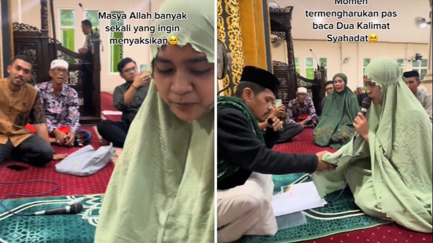 Wanita Ini Abadikan Momen Temannya yang Mualaf, Disaksikan oleh Banyak Jemaah