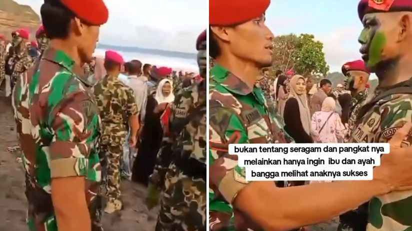 Kakak Adik Jadi Pasukan Elit TNI, Momen Sang Kakak Kopasus Penuh Rasa Bangga Beri Hormat Adiknya yang Resmi Jadi Marinir