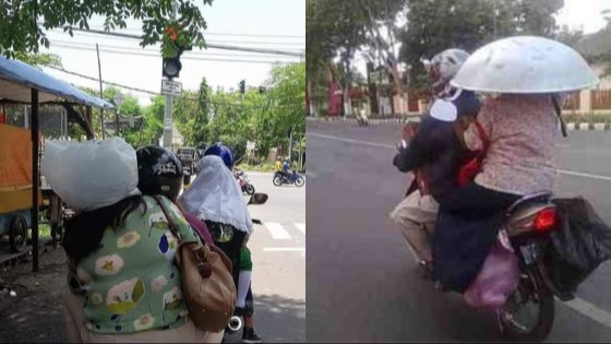 10 Potret Tingkah absurd Emak-Emak dibonceng motor bikin bingung.