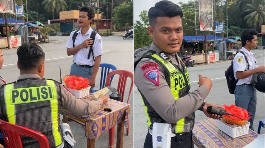 Polisi Ini Dapati Pemotor Pelajar Tak Pakai Helm, Aksinya Beri Sanksi Curi Perhatian