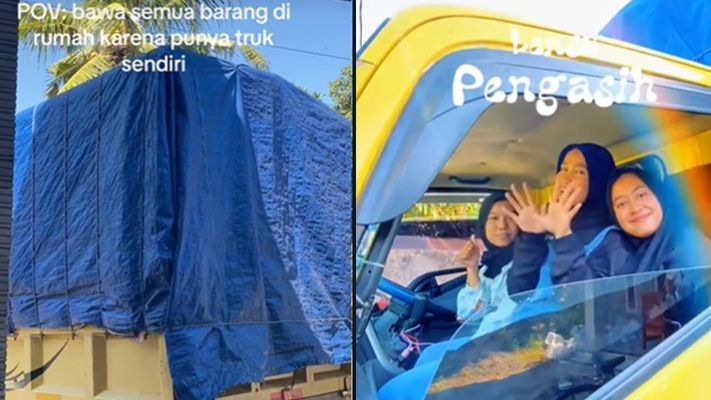 Kelompok KKN Ini Pakai Truk untuk Angkut Barang Bawaan, Bak Pindah Rumah Isi Muatannya Jadi Sorotan