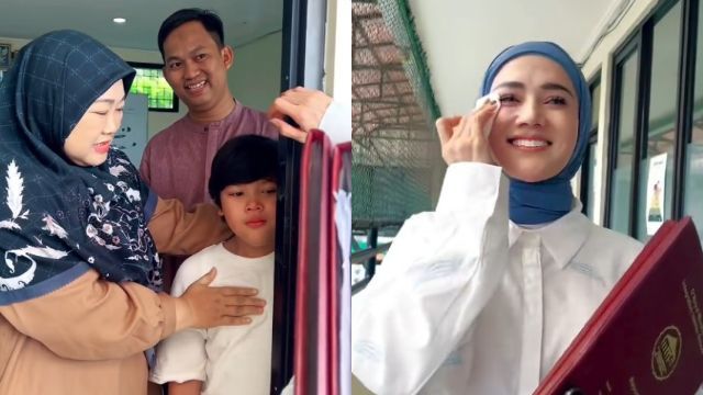 Potret Mulan Jameela Ambil Rapor Sekolah Anak, Muhammad Ali Sempat Nangis