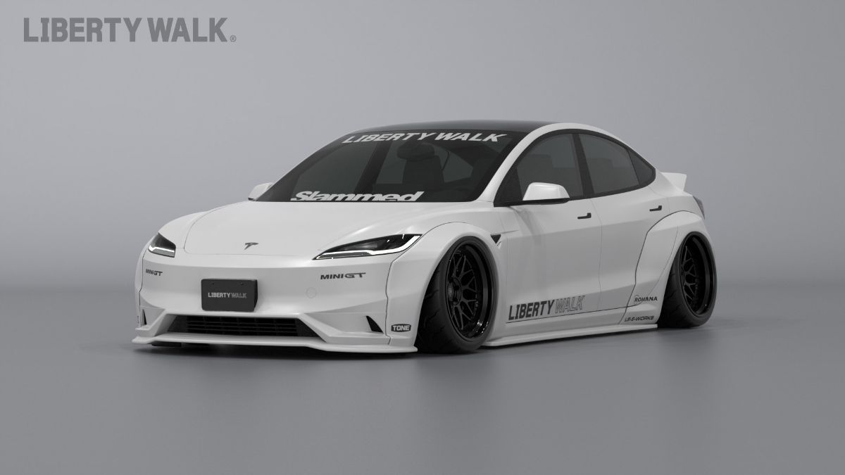 Liberty Walk Sentuh Tesla Model 3, Tampil Gahar dengan Wide Body