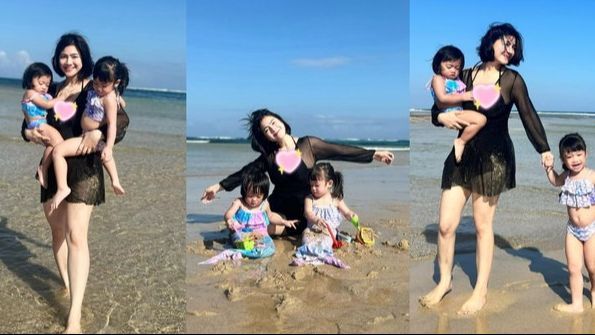 Asyik Main di Pantai, 10 Potret Felicya Angelista dan Anak, Penampilan Cantik Bak Remaja Bikin Salfok