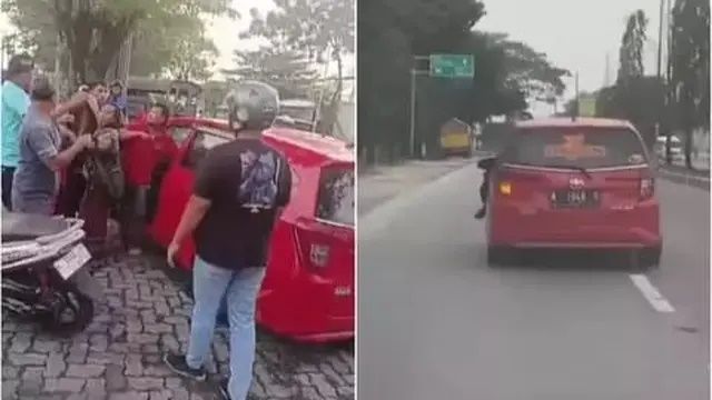 Viral Aksi Polisi Bergelantungan di Kap Mobil yang Ngebut di Jalanan Kudus Jateng.