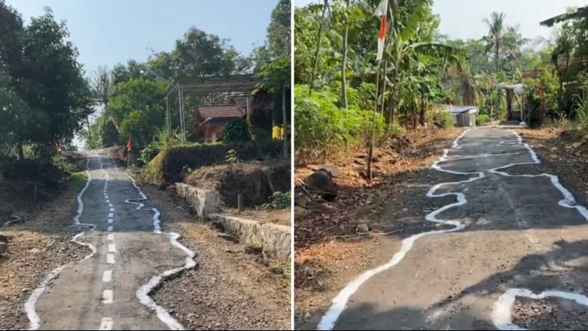 Hias Kampung Semarakkan HUT ke-79 RI, Warga di Jepara Ini Kritik Jalan Rusak dengan Kreatif