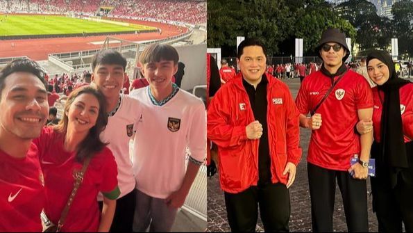 Kumpulan Potret Artis Nonton Timnas Indonesia vs Australia di GBK, Ada Keluarga Darius Sinathrya-Rafathar