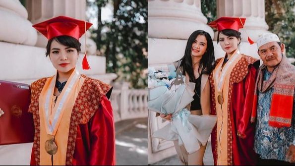 Cantik Kenakan Kebaya Biru, 8 Potret Wisuda Dinar Candy dan Alasan Kuliahnya