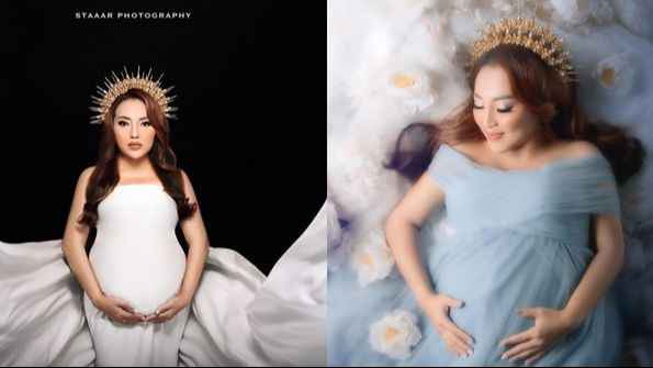 Potret Cantik Mpok Alpha Saat Maternity Shoot, Hamil Kembar di Usia 37