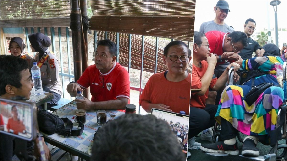 FOTO: Serap Aspirasi Warga Saat CFD, Pasangan Pramono-Rano Ngopi Bareng Wartawan hingga Cium Tangan Lansia di Bundaran HI