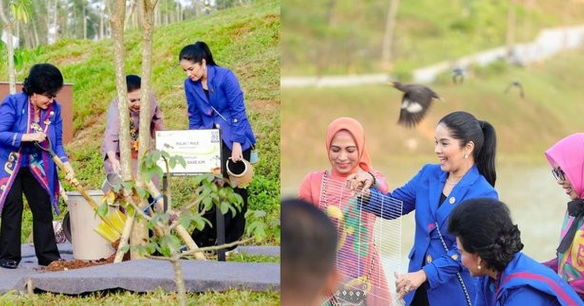 8 Foto Annisa Yudhoyono Saat Melakukan Kunjungan Kerja di IKN, Termasuk Menanam Pohon dan Melepaskan Benih Ikan