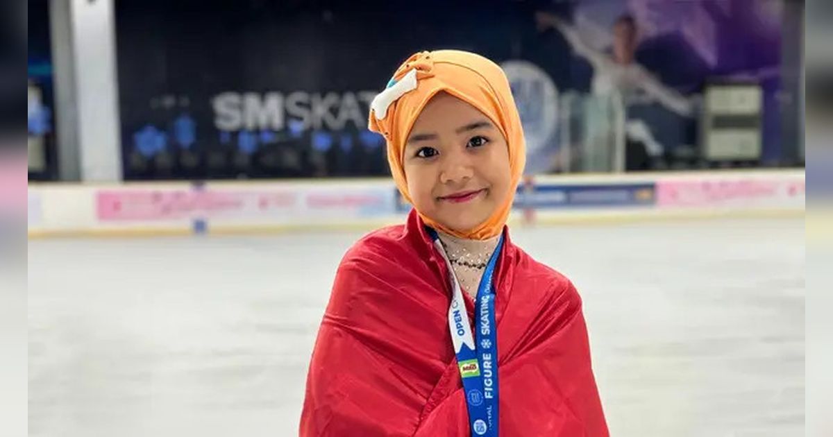 Tampil Berhijab, Atlet Cilik Medina Khaira Fastabiqa Juarai Ice Skating Championship 2024 di Filipina