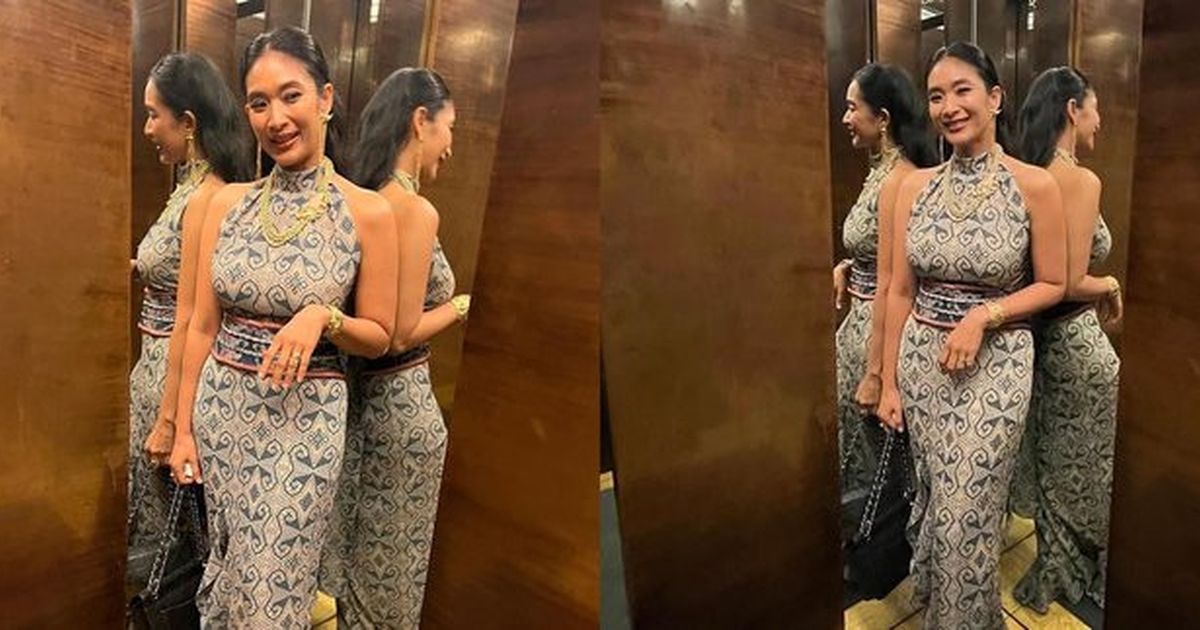 Happy Salma Tampil Cantik dengan Gaun Batik Panjang, Begini Tampilannya