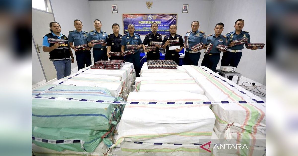 Lanal Gorontalo dan Bea Cukai Gagalkan Penyelundupan 445.800 Batang Rokok Ilegal