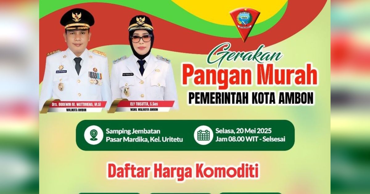 Pemkot Ambon Gelar Gerakan Pangan Murah untuk Stabilkan Harga