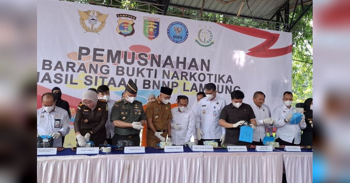 BNNP Lampung Musnahkan 14,9 Kg Sabu Jaringan Aceh-Mesuji, Selamatkan 250 Ribu Jiwa