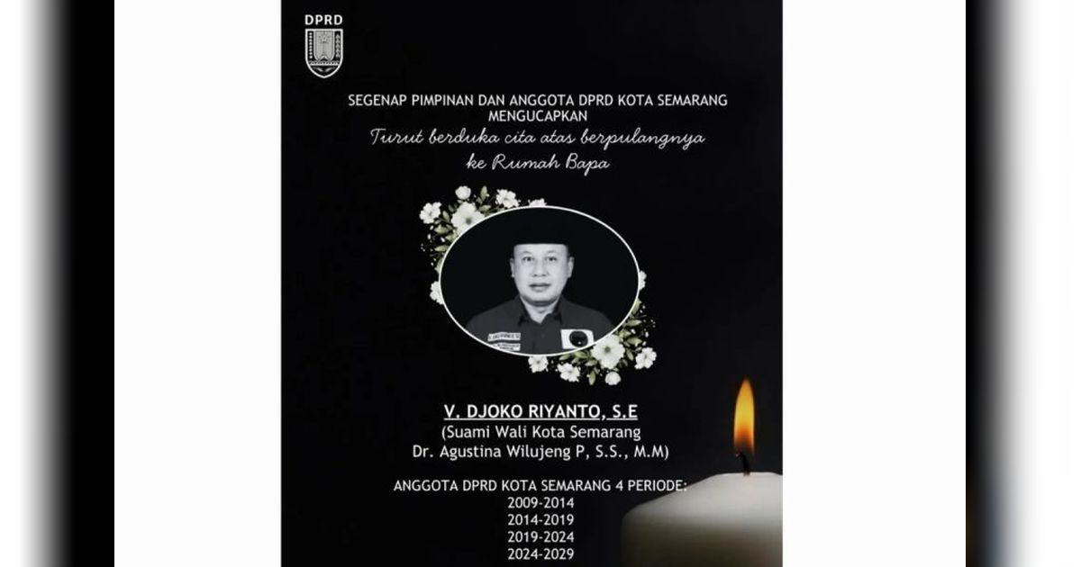 DPRD Kota Semarang Berduka atas Kepergian Suami Wali Kota Agustina, Vincentius Djoko Riyanto