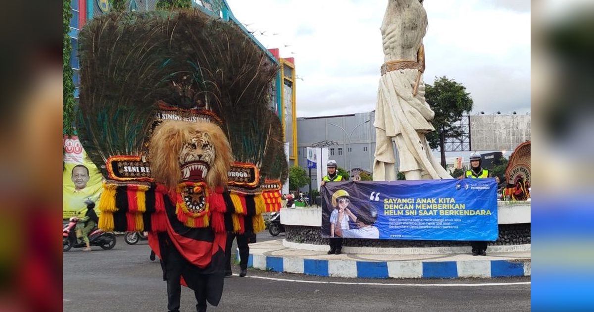 Polres Ponorogo Libatkan Reog untuk Sosialisasi Tertib Lalu Lintas, Sasar Pelajar