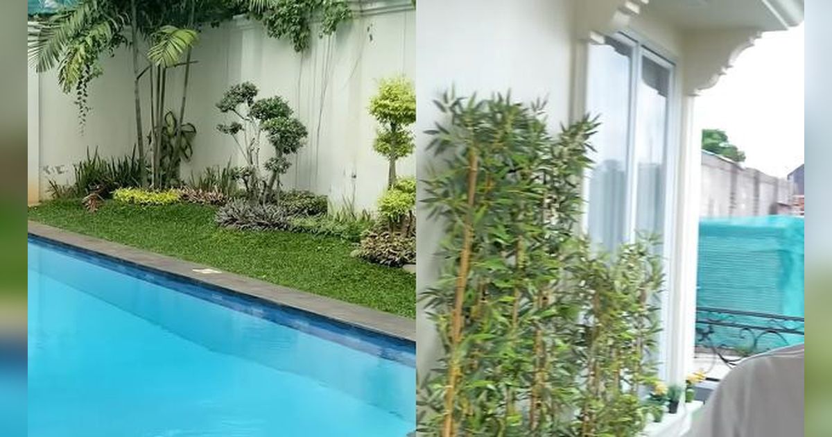 Hijau dan Menawan, Taman Rumah Ruben Onsu Dilengkapi Kolam Renang Biru Memikat