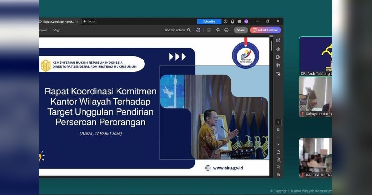 Kemenkumham Babel Perkuat Layanan Perseroan Perorangan, Target 80.000 Pendaftaran Nasional 2026