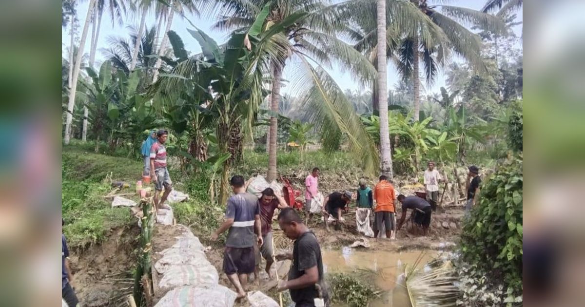 Atasi Dampak Banjir, BPBD Parimo Pasang Tanggul Darurat di Sungai Moutong