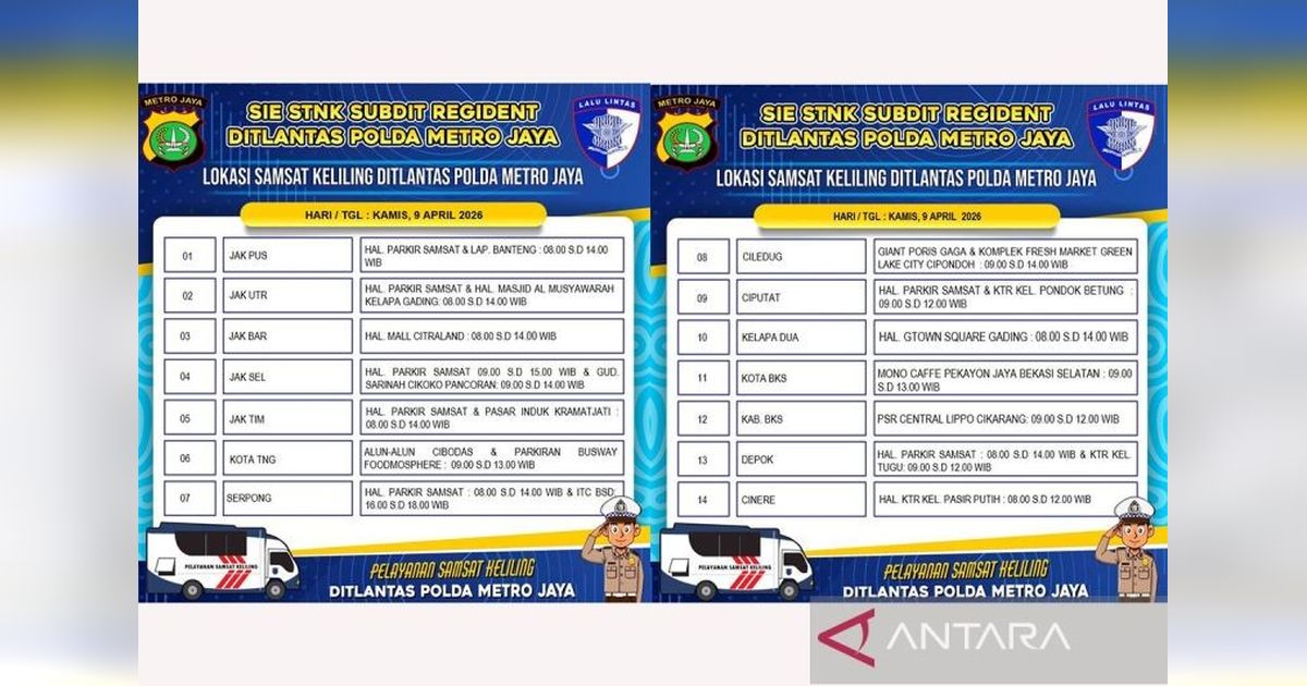 Polda Metro Jaya Sediakan Layanan Samsat Keliling di 14 Titik Jadetabek