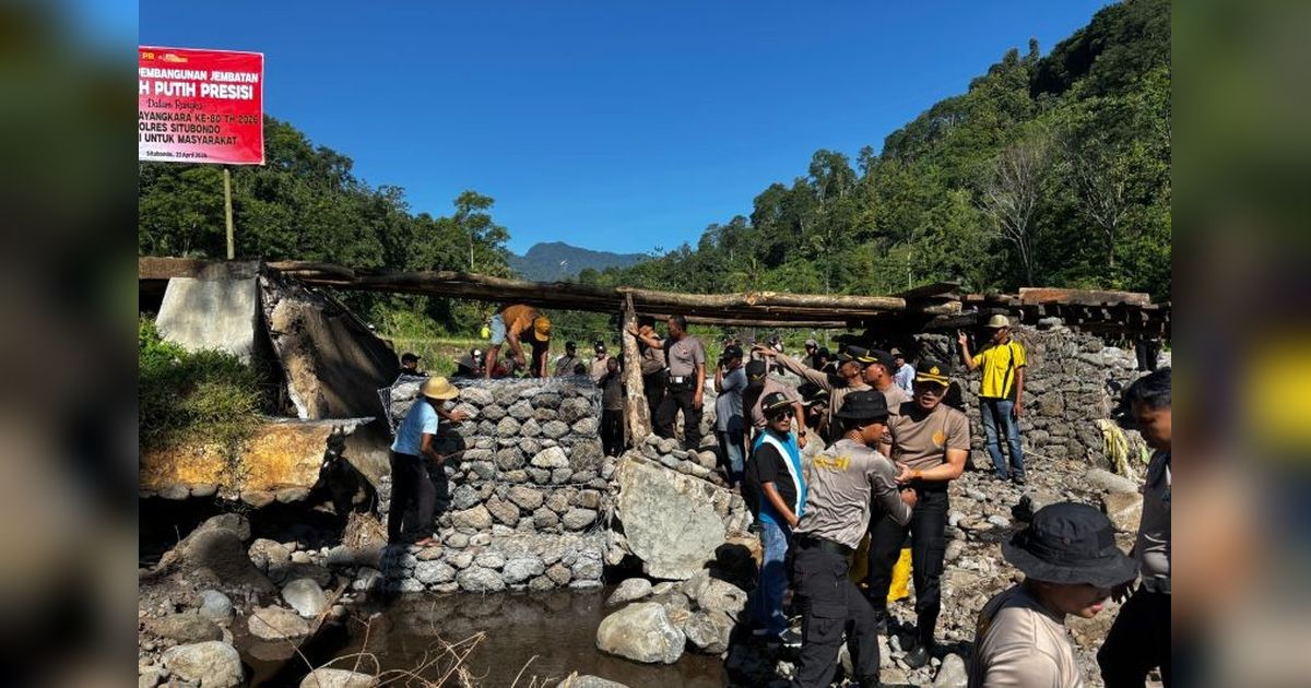 Polres Situbondo Bangun Jembatan Merah Putih, Tingkatkan Mobilitas dan Ekonomi Warga Lereng Argopuro