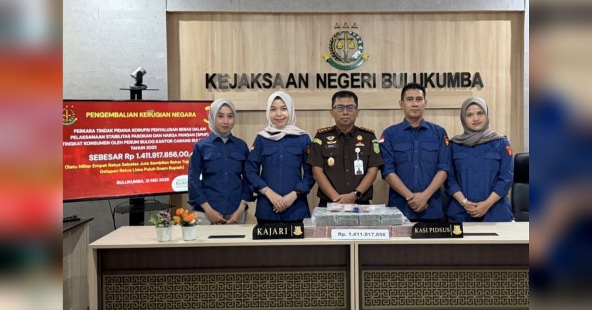 Kejari Bulukumba Terima Rp1,41 Miliar dari Kasus Korupsi Beras Bulukumba, Mantan Pimpinan Bulog Terbukti Bersalah