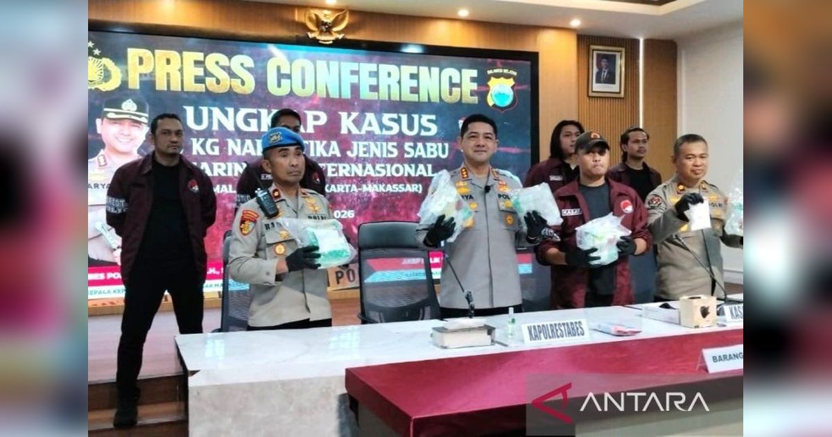 Polda Makassar Gagalkan Jaringan Narkoba Internasional, 6 Kg Sabu Disita
