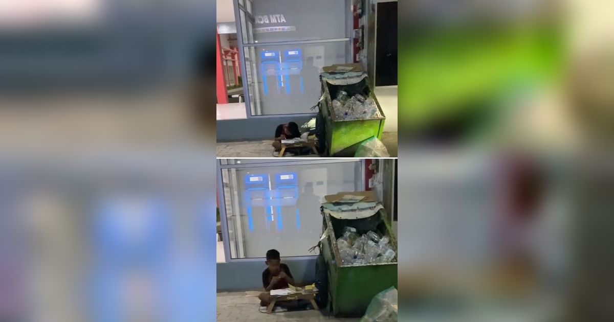 Viral Bocah Pemulung Kedapatan sedang Belajar di Jalan saat Rehat Kerja, Bikin Haru