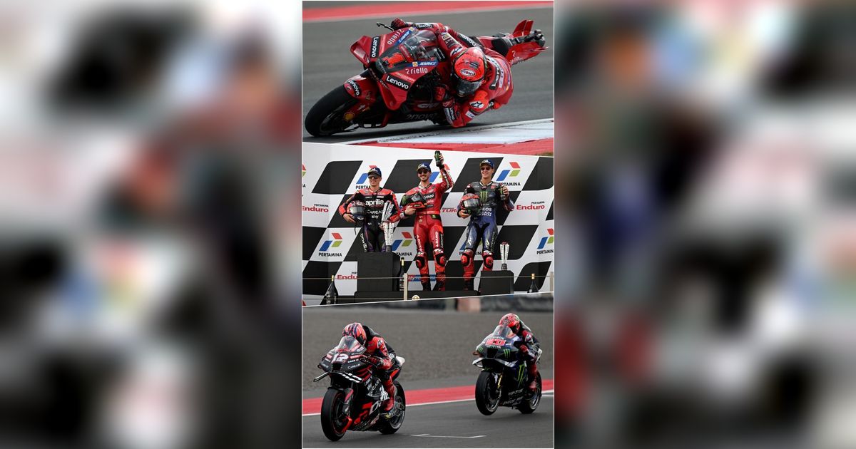 FOTO: Aksi Gas Pol Pecco Bagnaia dari Posisi 13 hingga Jadi Juara MotoGP Mandalika 2023 Usai Jorge Martin Crash