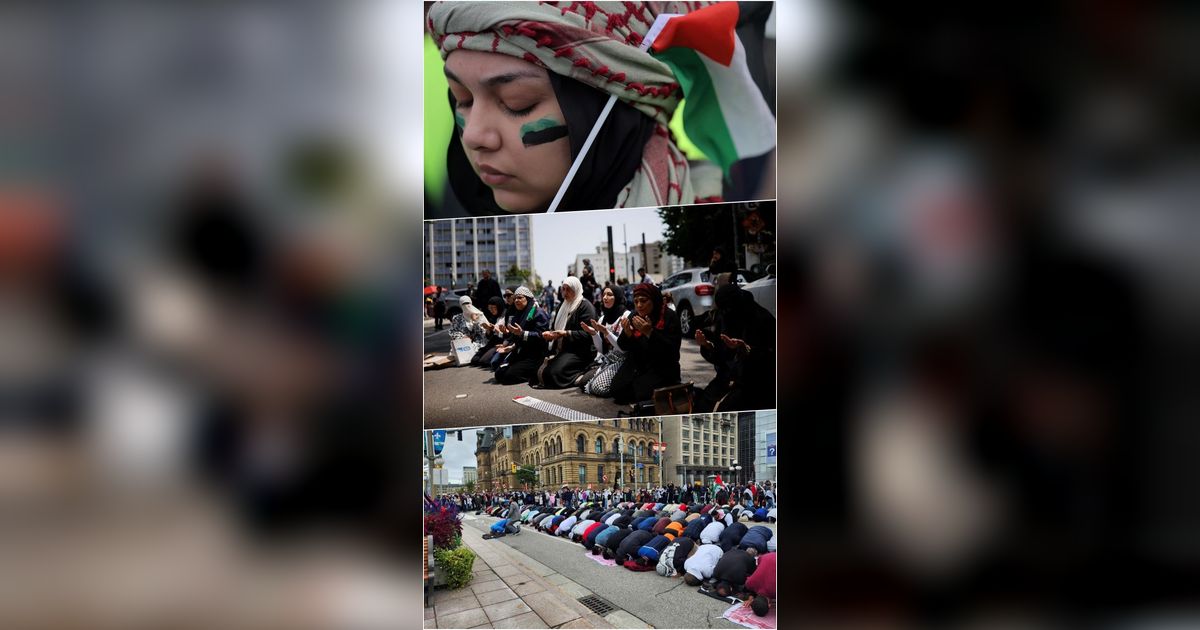 FOTO: Dukung Warga Palestina, Massa Umat Muslim di Amerika Serikat, Kanada hingga Brasil Gelar Salat Berjemaah