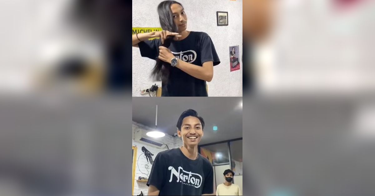 Viral Momen Pria Gondrong Putuskan Potong Rambut, Perubahannya Bikin Pangling