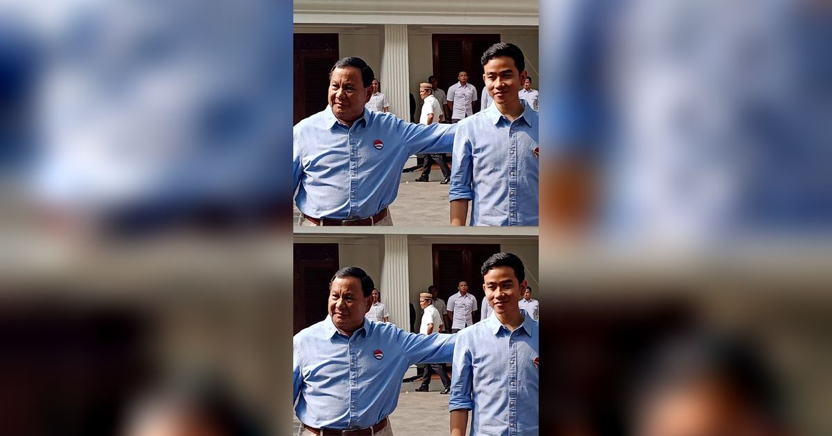 Prabowo-Gibran Tampil Perdana, Kompak Pakai Kemeja Biru Muda