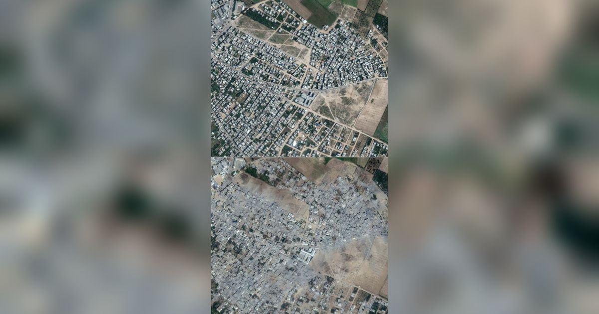 FOTO: Citra Satelit Luar Angkasa Ini Perlihatkan Kondisi Jalur Gaza Sebelum dan Sesudah Dibombardir Israel