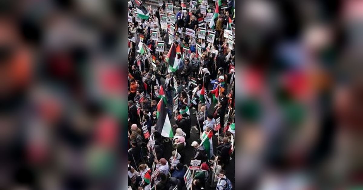 Demo Bela Palestina Terbesar di Inggris, 100.000 Orang Tuntut Israel Hentikan Serangan ke Gaza