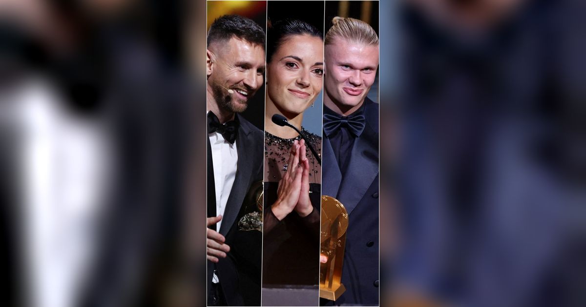 FOTO: Gelar Ballon D'Or 2023 Resmi Dimiliki Lionel Messi dan Aitana Bonmati, Sementara Erling Haaland Raih Gerd Mueller Trophy