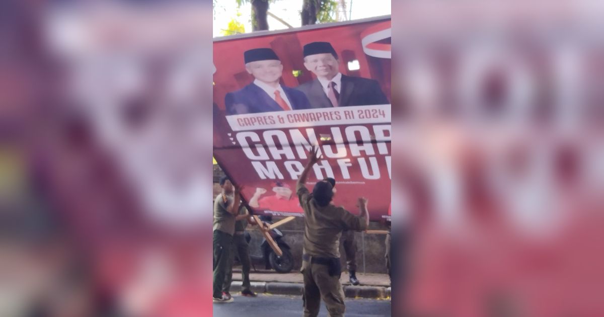 Baliho Ganjar-Mahfud dan Bendera PDIP Dicabut Jelang Kedatangan Jokowi, Ini Penjelasan Satpol PP Bali